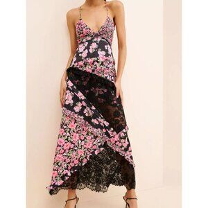 For Love And Lemons Rosalyn Dress Womens XS Floral Lace Satin Romance 90s Y2K